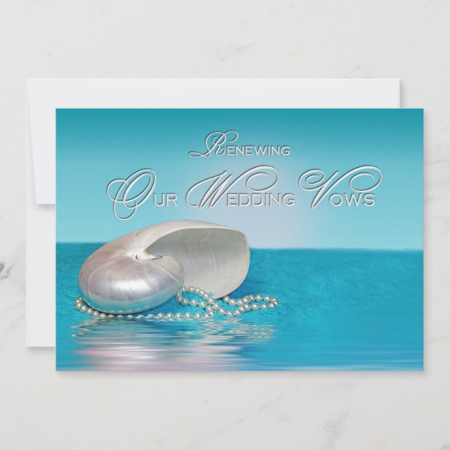 Renewing Our Wedding Vows Invitation - Beach/Shell (Front)