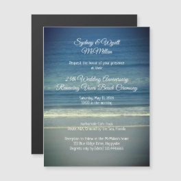 Renewing Vows Beach Ceremony Ocean Background Magnetic Invitation