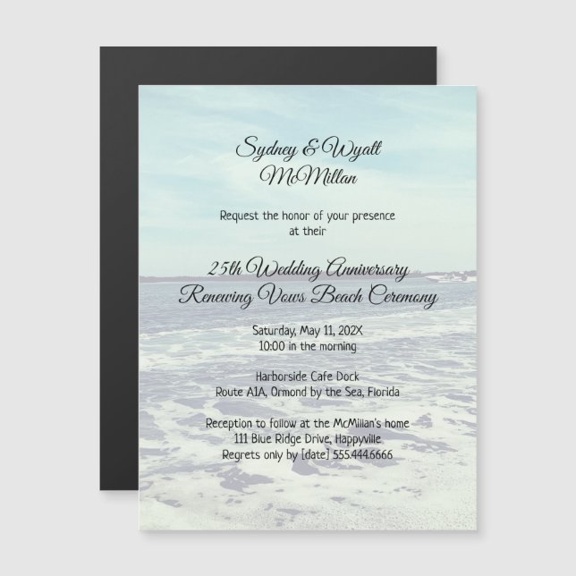 Renewing Vows Ceremony Boating Water Background Magnetic Invitation (Front/Back)