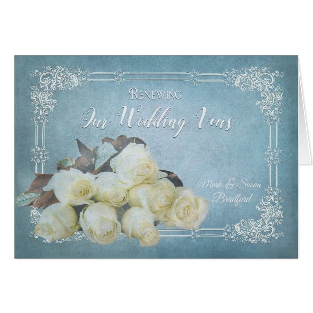 Renewing Vows Wedding Invitation - Dreamy Roses (Front Horizontal)