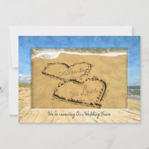 RENEWING WEDDING VOWS BEACH INVIATION _ TWO HEARTS INVITATION