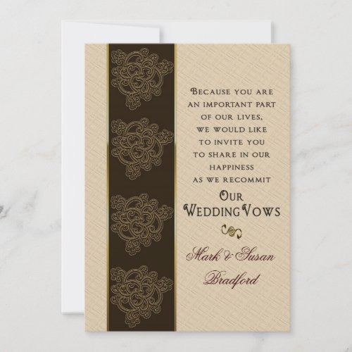 Renewing Wedding Vows Invitation- Brown/Beige/Gold