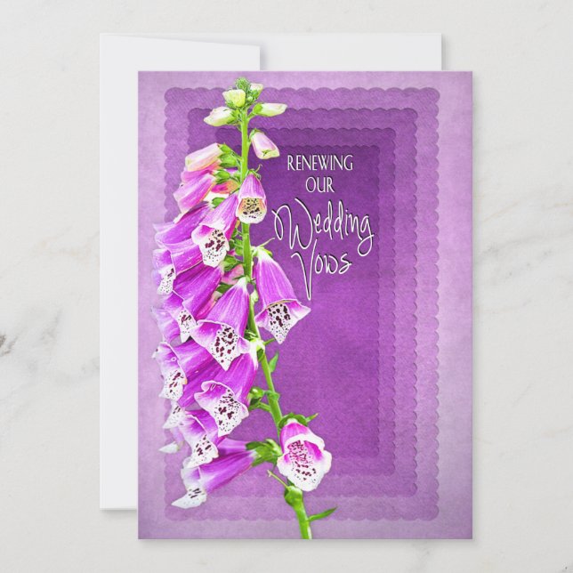 RENEWING WEDDING VOWS INVITATION - PURPLE FLOWERS (Front)