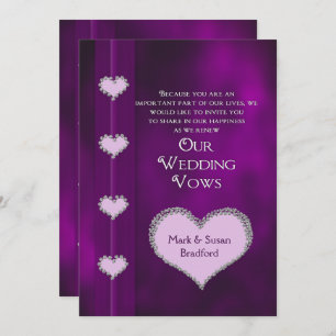 RENEWING WEDDING VOWS INVITATION - PURPLE - HEARTS