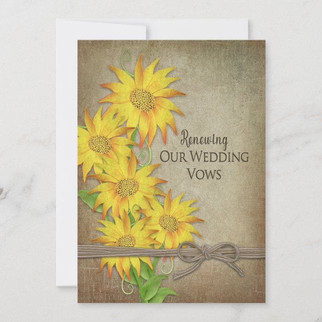 Renewing Wedding Vows Invitation - Sunflowers (Front)