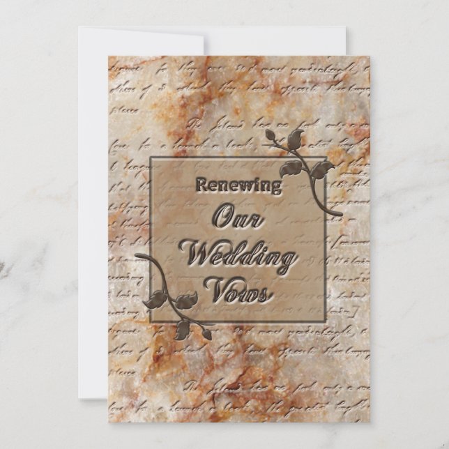 Renewing Wedding Vows Invitgation - Etched in Ston Invitation (Front)
