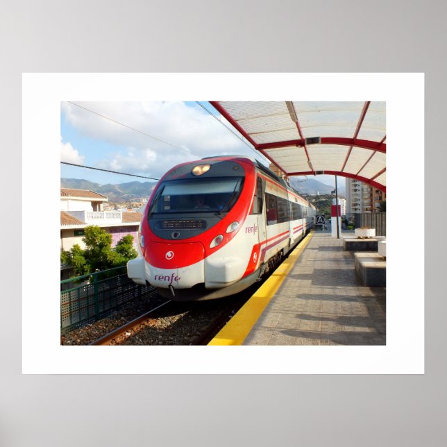 Renfe train at Los Boliches station, Costa del Sol Poster (Front)
