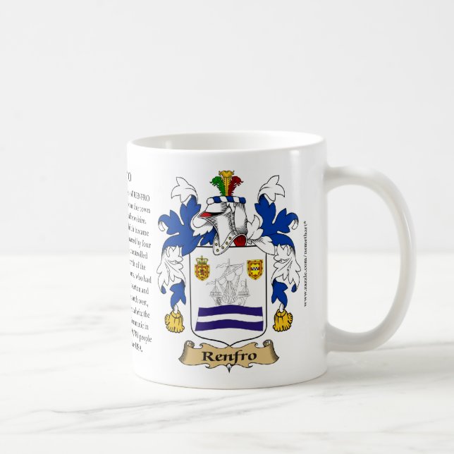 Renfro, the Origin, the Meaning and the Crest Coffee Mug (Right)