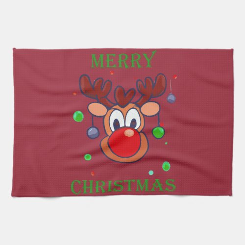 Renne Nol Rudolph _ Merry christmas Kitchen Towel