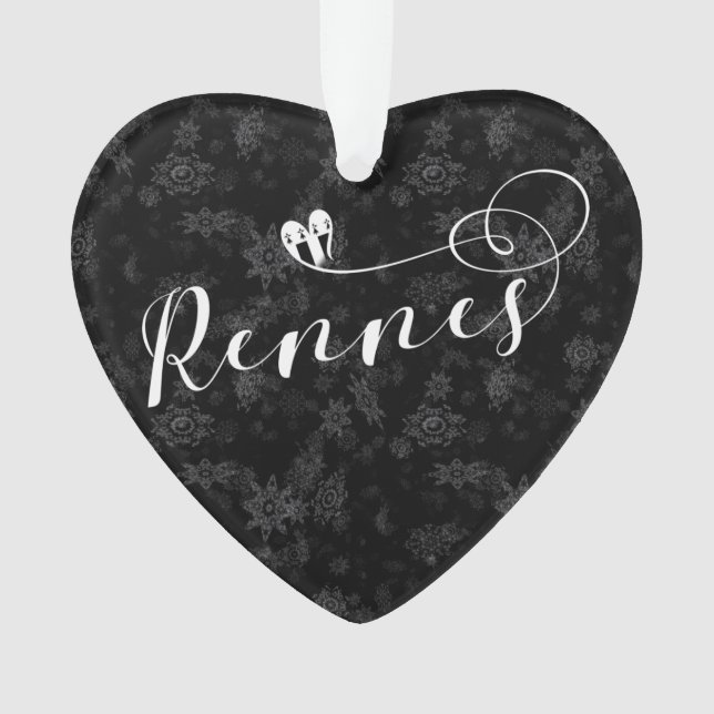 Rennes Flag in Heart, Roazhon, Breton Snowflake Ornament (Front)