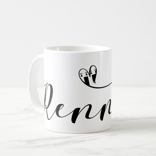 Rennes Flag in Heart, Roazhon Brittany Coffee Mug (Front Left)