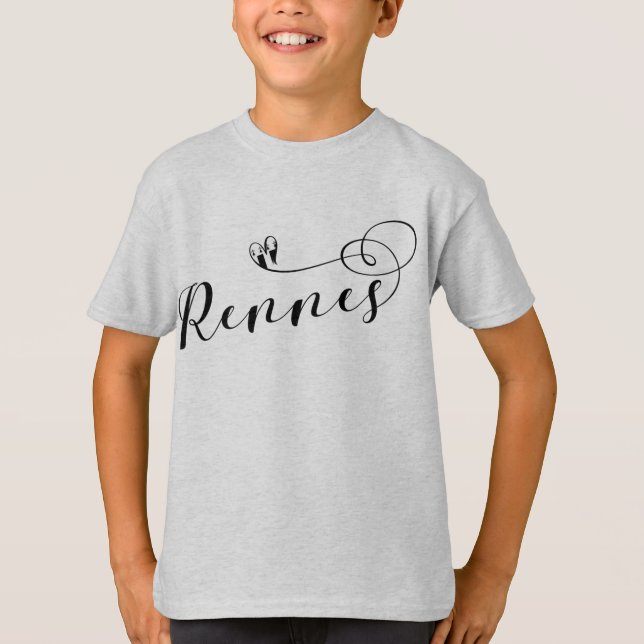 Rennes Flag in Heart, Roazhon Brittany T-Shirt (Front)