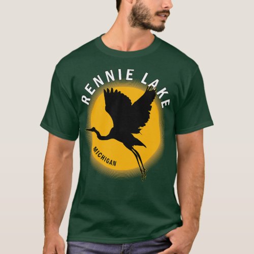 Rennie Lake in Michigan Heron Sunrise T_Shirt