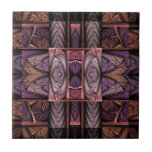 Rennie Mac Ceramic Tile<br><div class="desc">Ceramic tile design from "Rennie Mac, " an Apophysis fractal by Susan Wallace. Copyright © 2007, Susan Wallace. Reminiscent of the work of Charles Rennie MacIntosh, this stained glass design features squares and abstract flowers in shades of purple and orange. Frame it for use as a decorate trivet in the...</div>