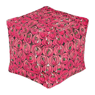 Rennie Mackintosh Rose Art Nouveau Floral Pattern Pouf