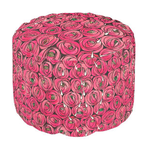 Rennie Mackintosh Rose Art Nouveau Floral Pattern Pouf