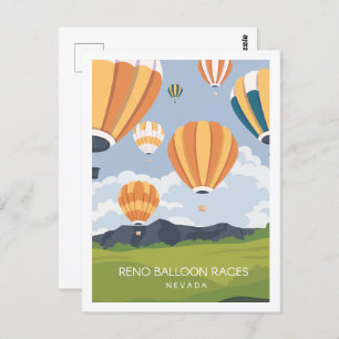 Reno Balloon Race Nevada Travel Place Illustration Postcard