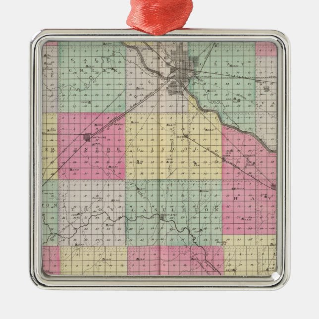 Reno Coand Plevna, Kent, Elmer, Kansas Metal Ornament (Front)