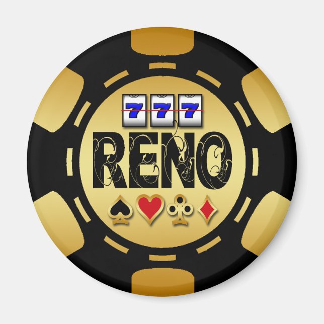 RENO GOLD AND BLACK POKER CHIP MAGNET (Front)