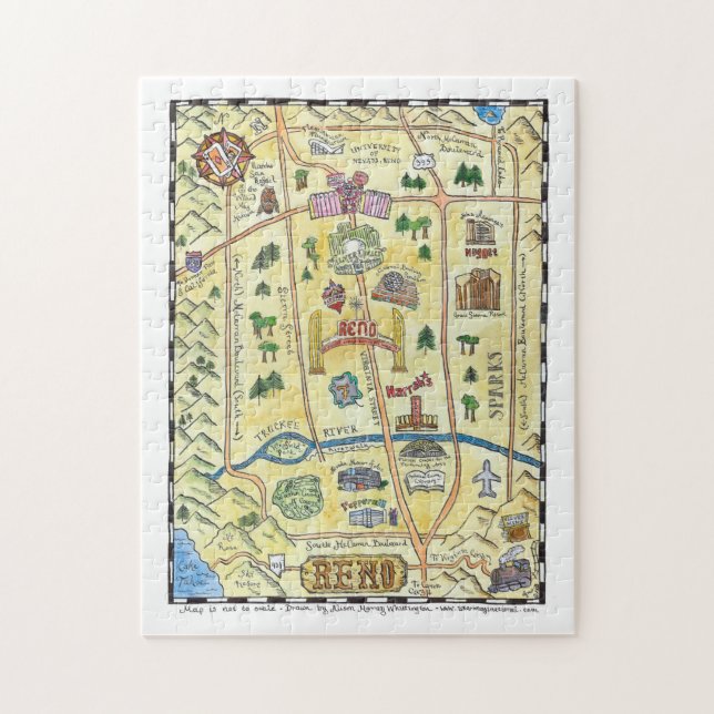 Reno Handdrawn Map Puzzle (Vertical)