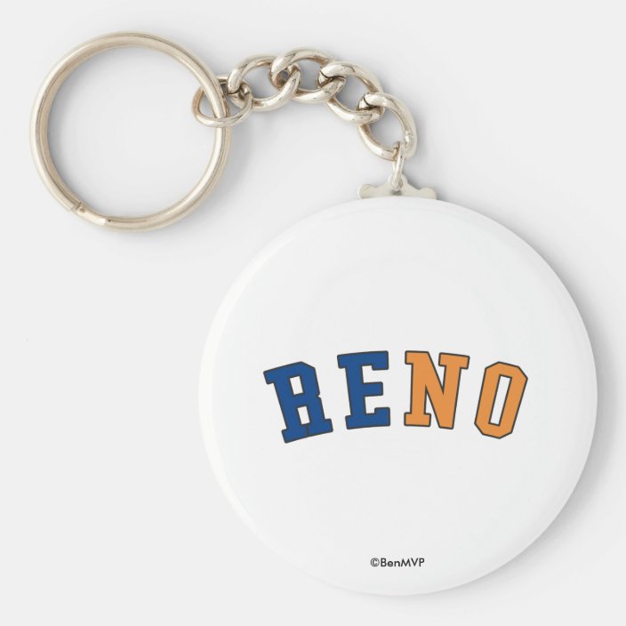 Reno in Nevada State Flag Colors Key Chain