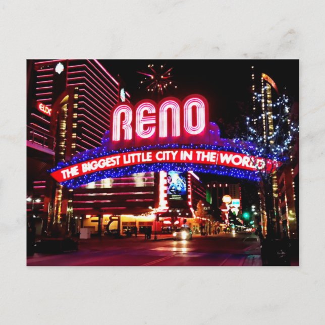 Reno, Nevada at Night Postcard (Front)