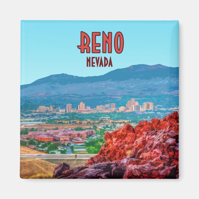 Reno Nevada Downtown Vintage Magnet (Front)
