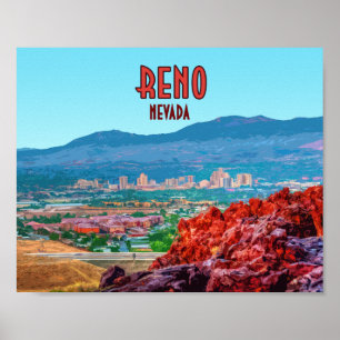 Reno Nevada Downtown Vintage Poster
