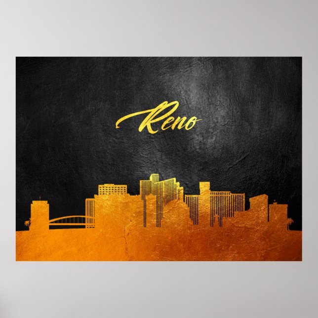 Reno Nevada Gold Skyline Poster (Front)
