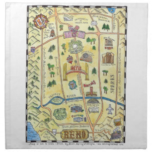Reno, Nevada Map Napkins