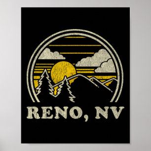 Reno Nevada Nv T Shirt Vintage Hiking Mountains Te Poster