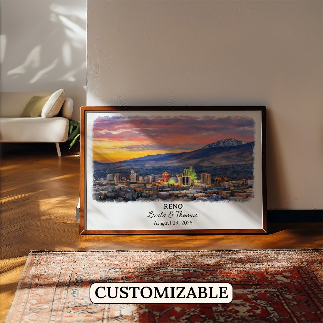 Reno Nevada Poster, Watercolor, Custom Poster (Creator Uploaded)