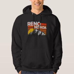 Reno Nevada Retro Vintage Mountain Sunset Design Hoodie