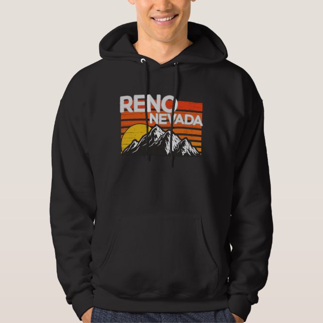 Reno Nevada Retro Vintage Mountain Sunset  Design Hoodie (Front)