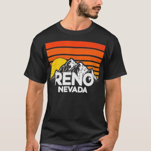 Reno Nevada Retro Vintage Mountain Sunset Design  T_Shirt