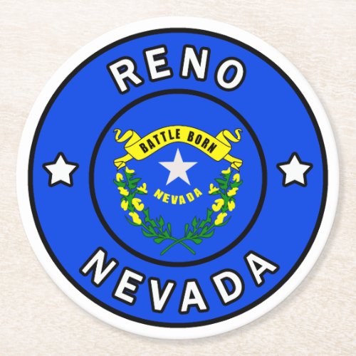 Reno Nevada Round Paper Coaster
