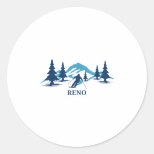 Reno Nevada Ski Resort Skiing Skier _1 Classic Round Sticker