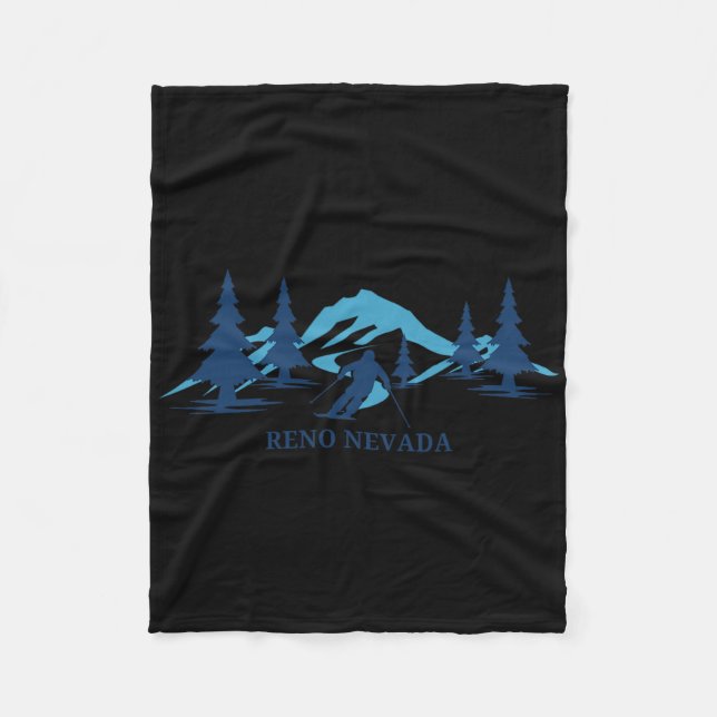 Reno Nevada Ski Resort Skiing Skier  Fleece Blanket (Front)