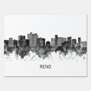Reno Nevada Skyline BW Sign