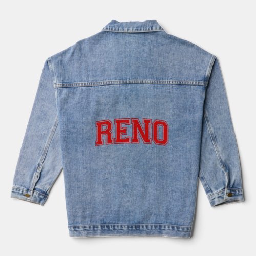 Reno Nevada Varsity Style Flag Sports Athletic Jer Denim Jacket