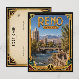 Reno Nevada Vintage Art Deco Golden Age Postcard