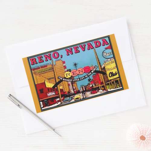 Reno Nevada Vintage Art  Rectangular Sticker