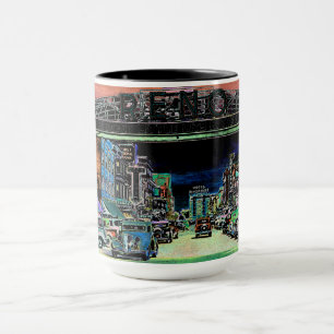 RENO NEVADA VINTAGE COLORFUL WATERCOLOR ART MUG