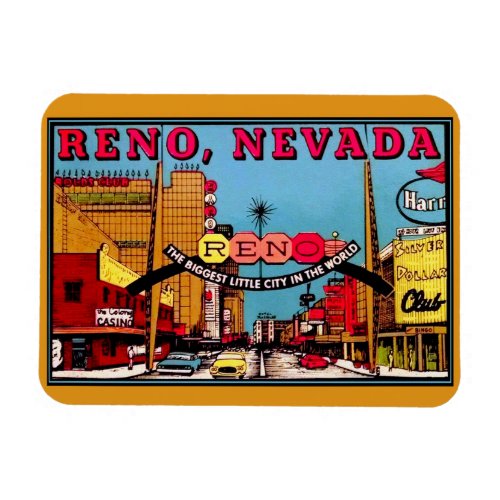 Reno Nevada Vintage Travel Art   Magnet