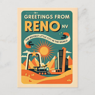 Reno NV Retro Art Postcard