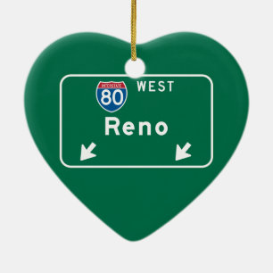 Reno, NV Road Sign Ceramic Ornament