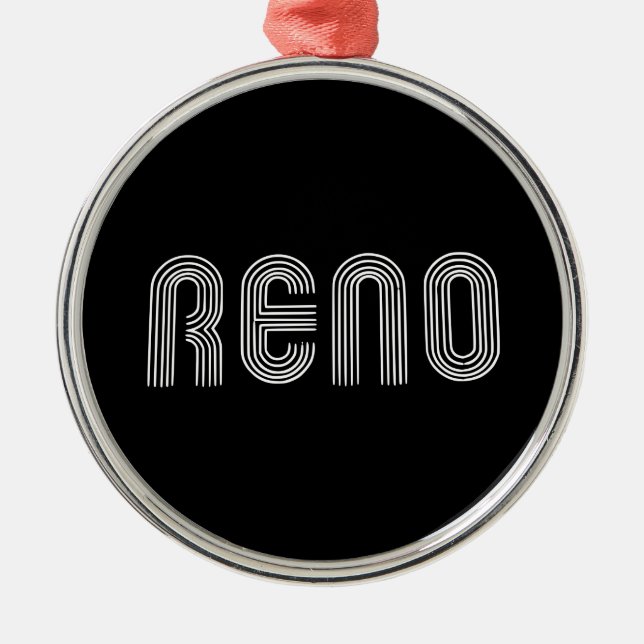 Reno Sign White Metal Ornament (Front)