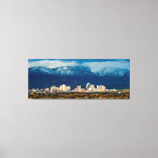 Reno Skyline Fall and Snow Pano on Canvas Print