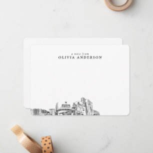 Reno Skyline Sketch Personalized Modern Note Cards