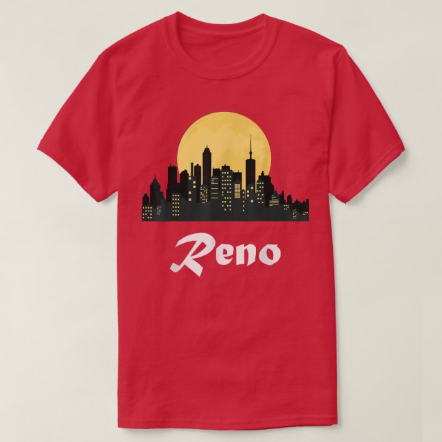 Reno SkylineGlowing Moon Reno City Night  T-Shirt (Design Front)